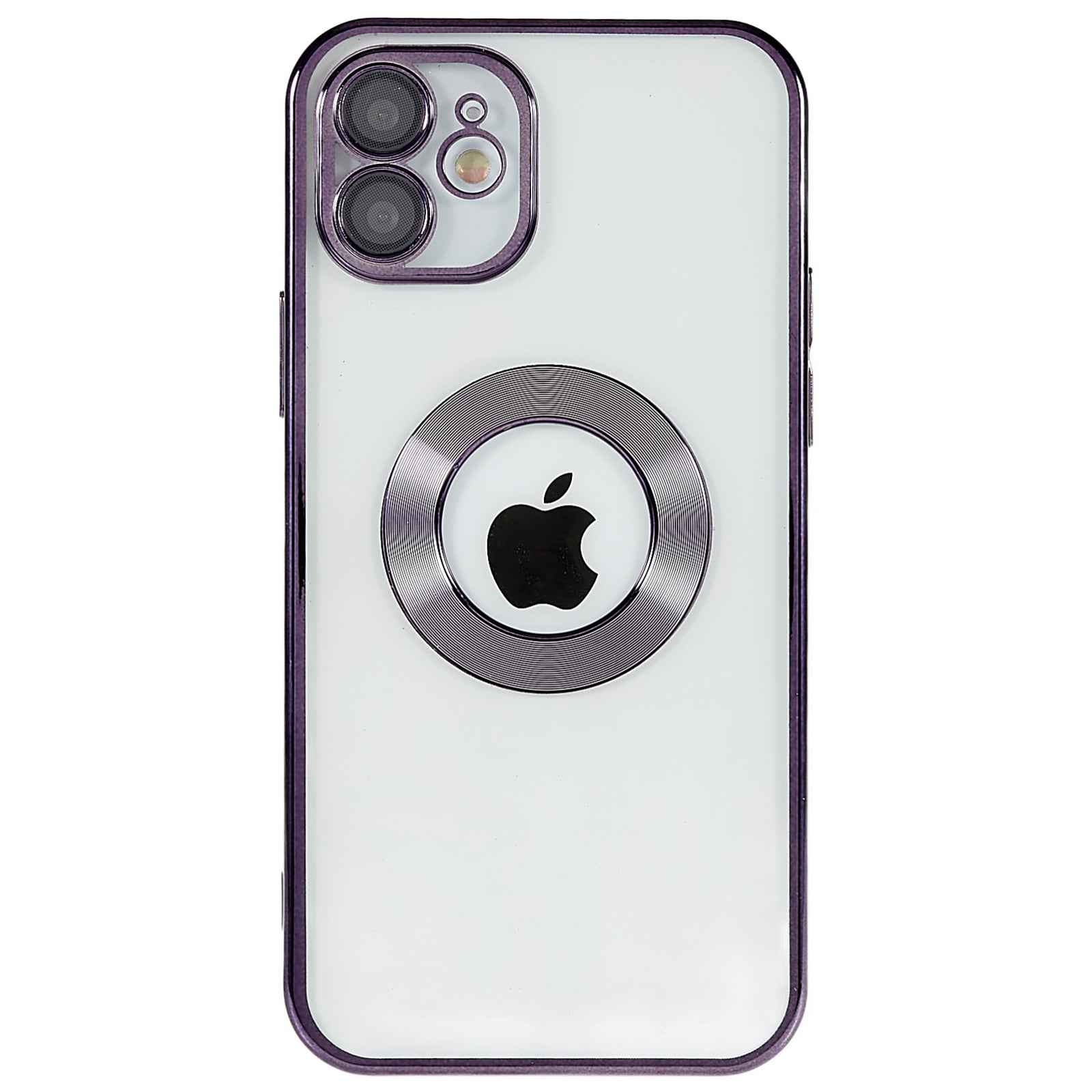 For iPhone 12 6.1 inch Electroplating Edges Soft TPU Case CD Texture Ring Logo Hole Design Clear Phone Cover with Built-in PC Camera Lens Film For iPhone 12 6.1 inch Electroplating Edges Soft TPU Case CD Texture Ring Logo Hole Design Clear Phone Cover with Built-in PC Camera Lens Film